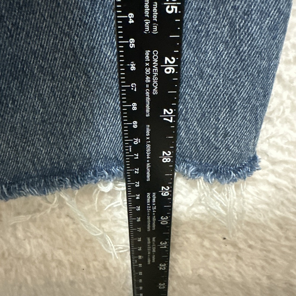 Princess Polly Fawcett‎ High Rise Straight Jeans Mid Blue Wash Raw Edge Hem Sz 2 - Picture 15 of 15